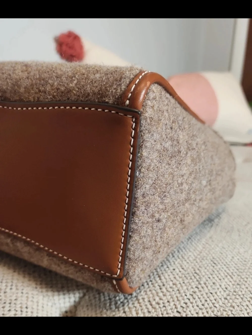Tory Burch Brown Wool-Blend Mini Shoulder Bag